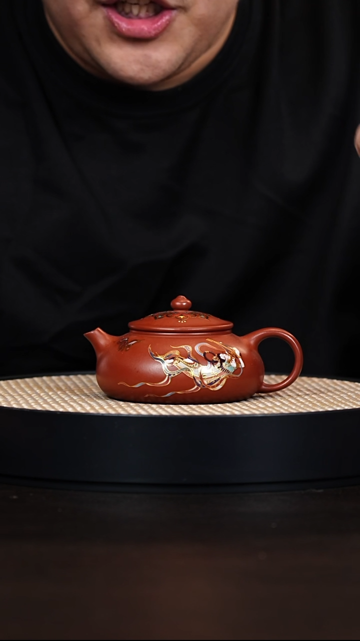 茶壶紫砂寒江 朱砂