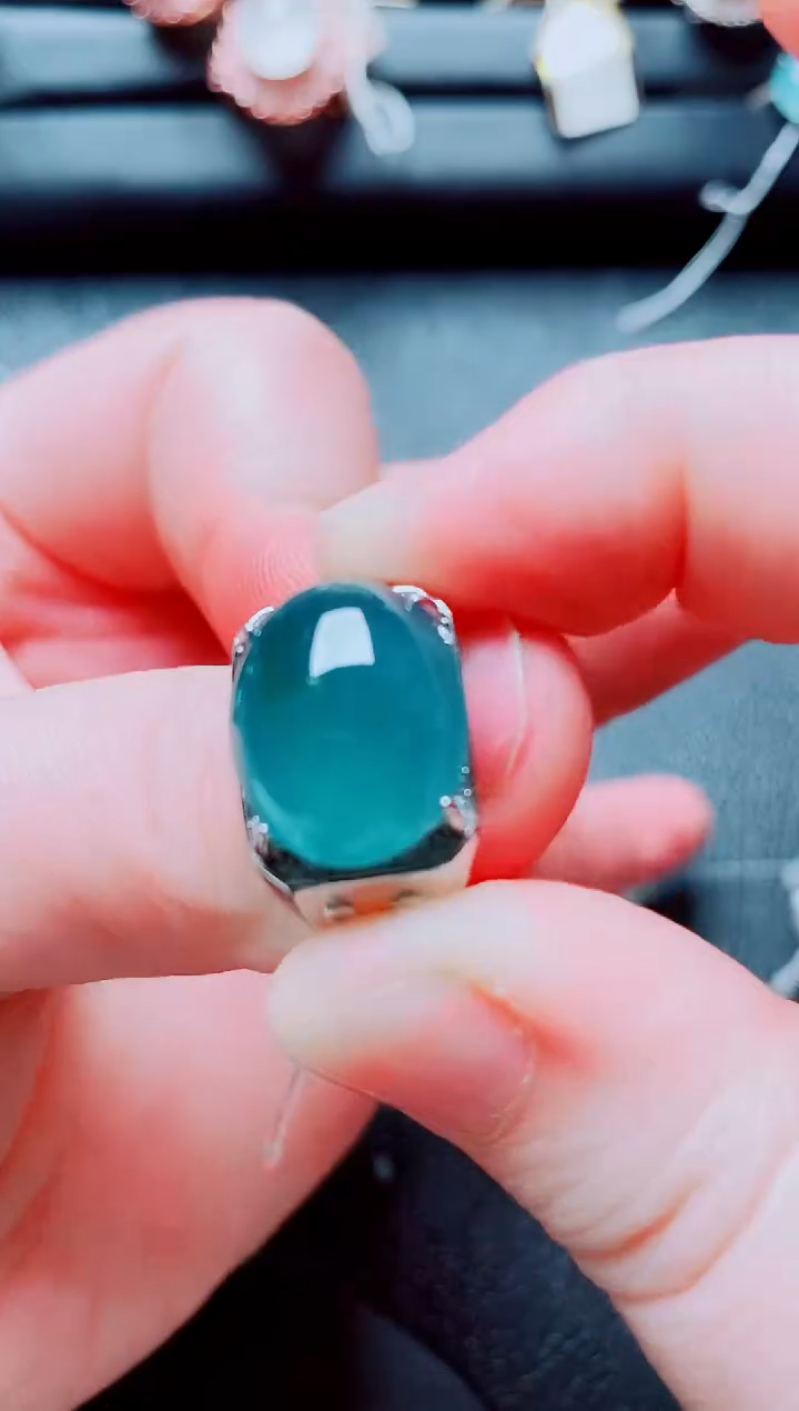 银S925镶嵌戒指翡翠111