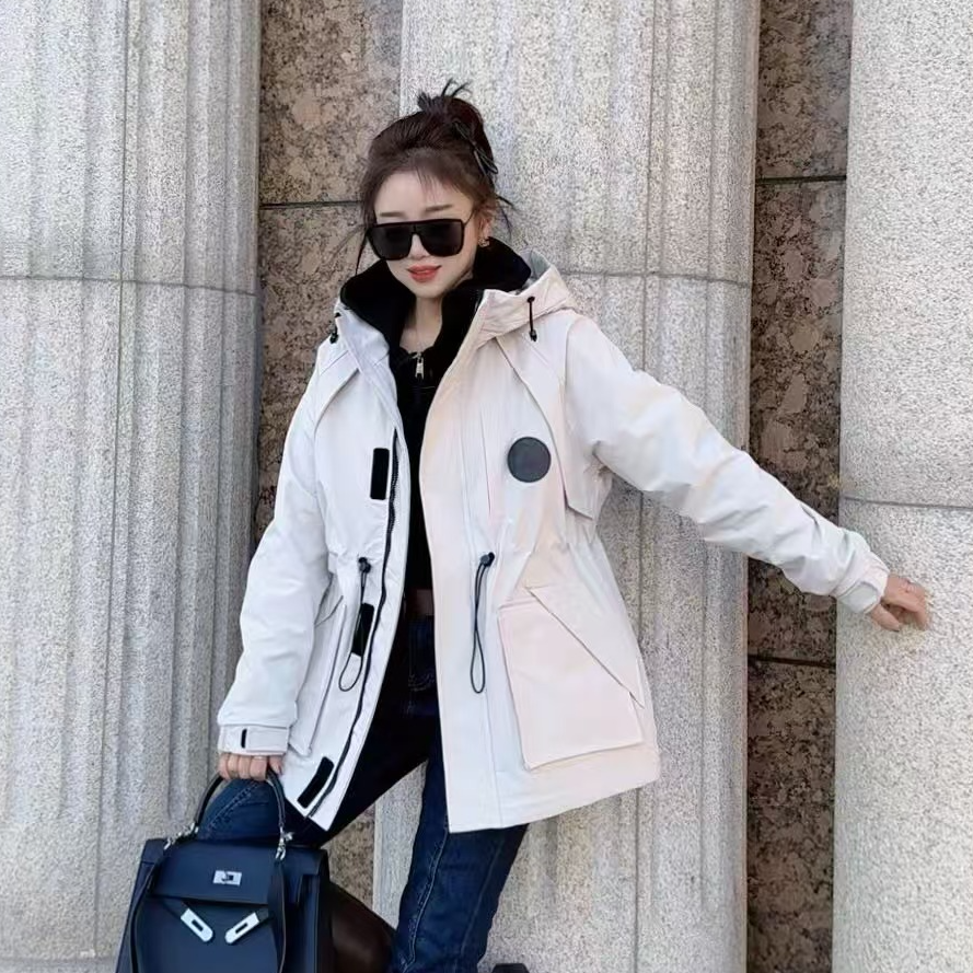 【茹姐专属】25年大棉服中长款连帽女拉链外套风衣女士时尚韩版5831