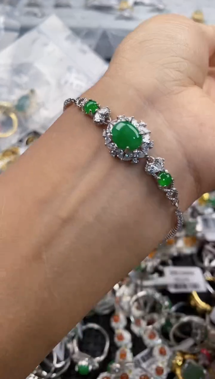 银S925镶嵌戒指翡翠555      4