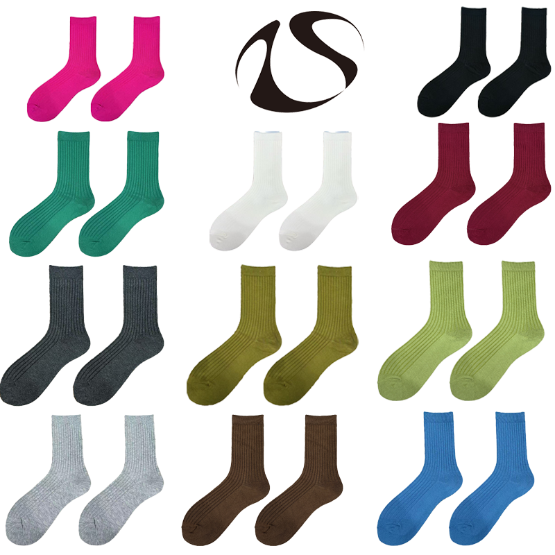 limiseven彩色复古竖纹中筒袜