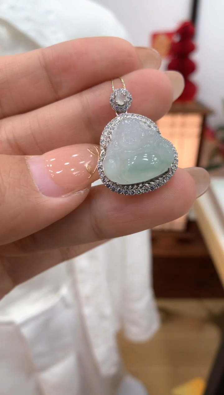 【闪购商品】翡翠颈饰银S925镶嵌佛公吊坠