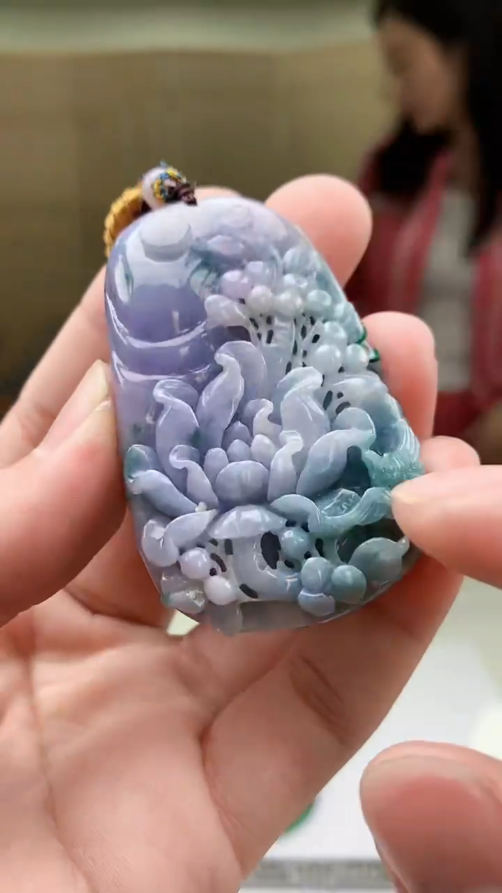 【闪购商品】定制翡翠未镶嵌4852bb-毛货挂件赠珠链65