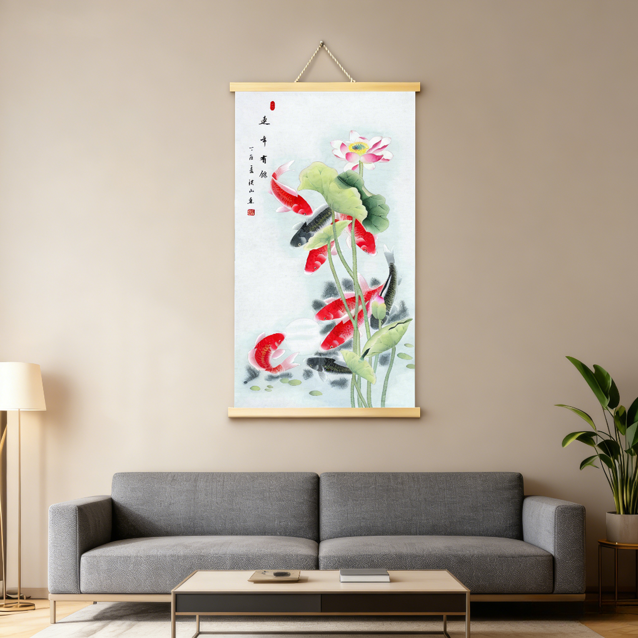 新中式传统字画莲年有余客厅玄关书房家居装饰画现代简约款挂画