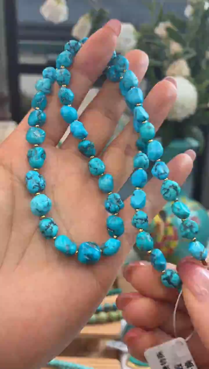 18K金镶嵌绿松石项链1