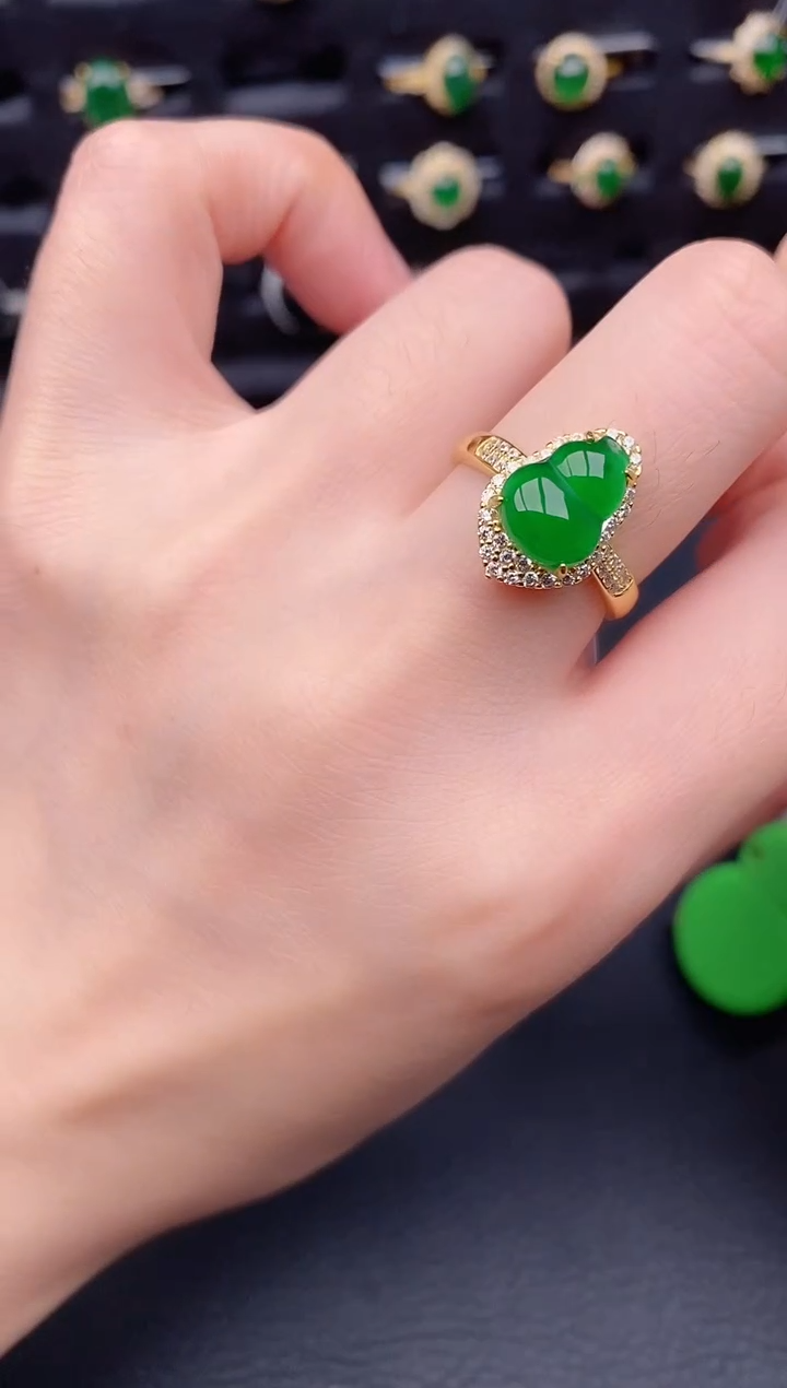 银S925镶嵌戒指翡翠天然a货翡翠268