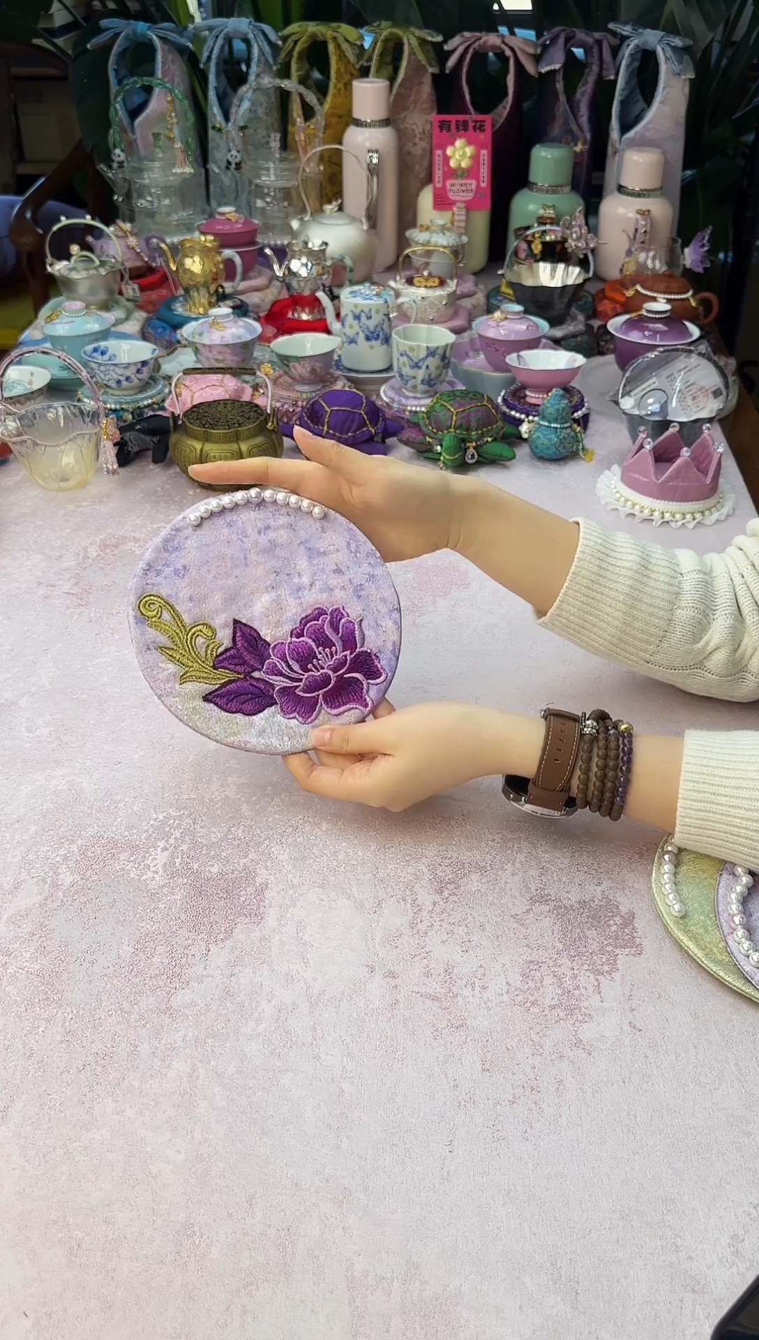 68钉珠茶席淡紫色