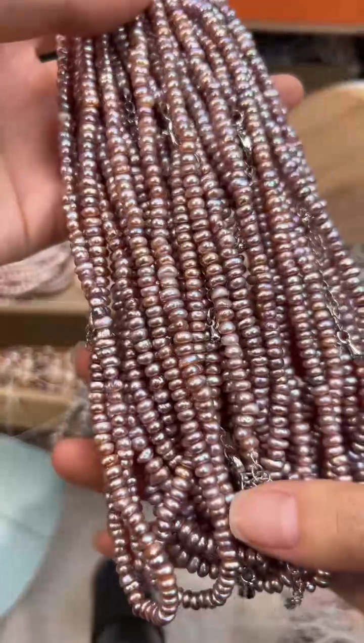 未镶嵌福利淡水珍珠粉紫色*无核强光珍珠项链5mm左右（多样性发一）