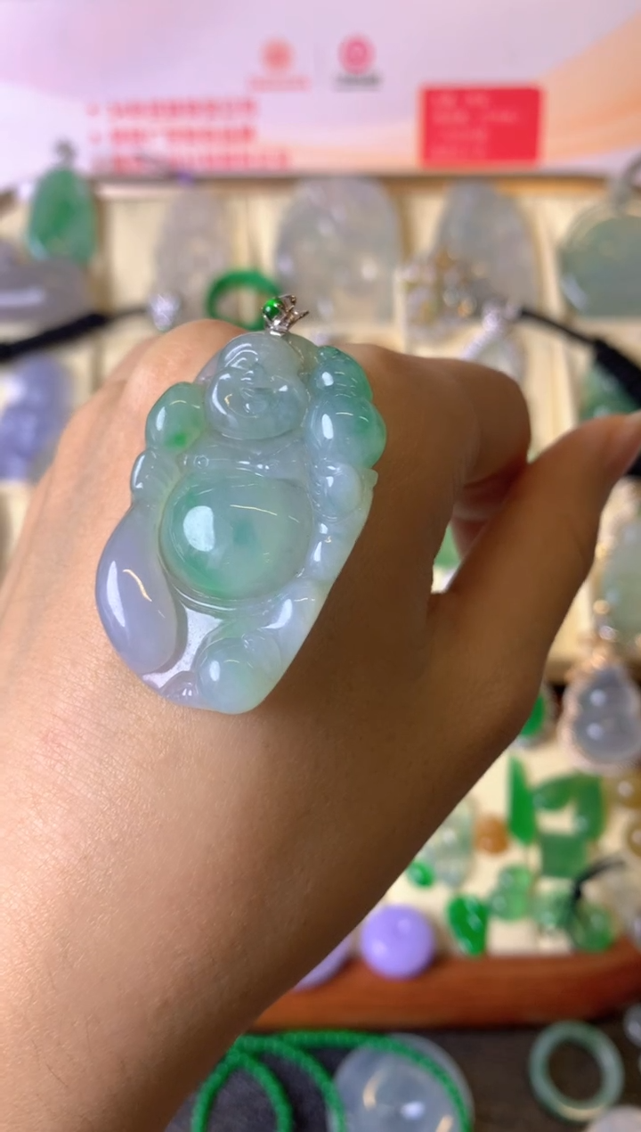 【闪购商品】翡翠颈饰18K金镶嵌成品吊坠