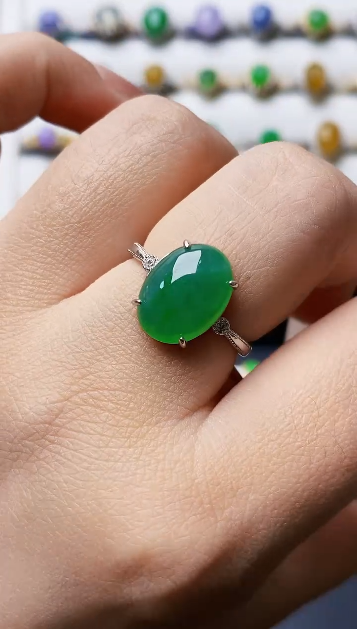 银S925镶嵌戒指翡翠0470