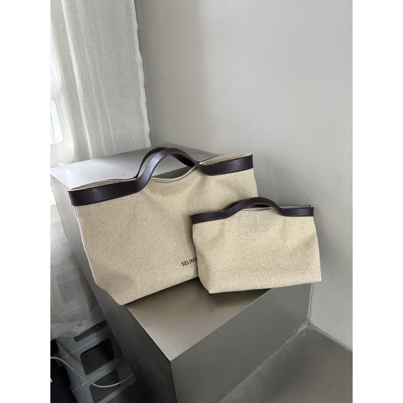 (亚麻系列H)selinweiss新款时尚轻奢亚麻包手提单肩斜挎包25173