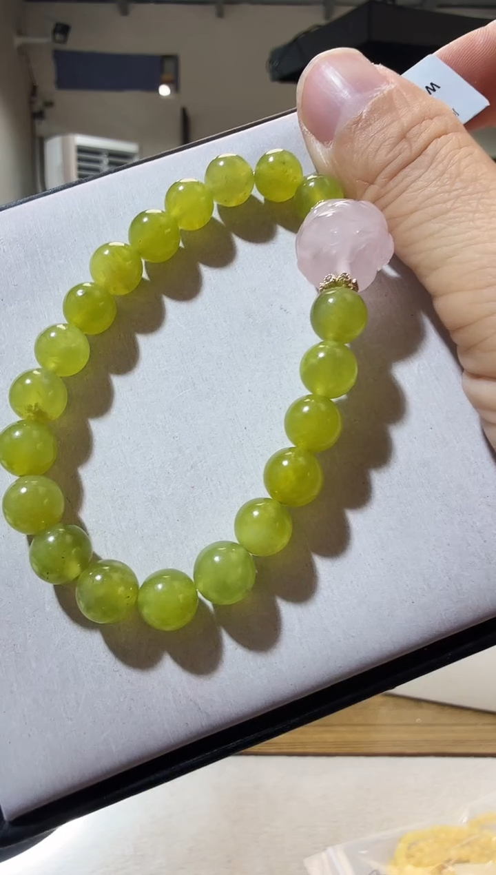 未镶嵌岫玉手链优0650 约8mm 多样性发一件