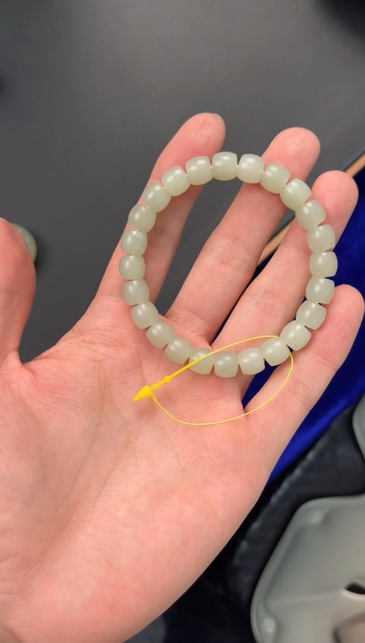 未镶嵌手串和田玉且末青白直切手串卡9微色差