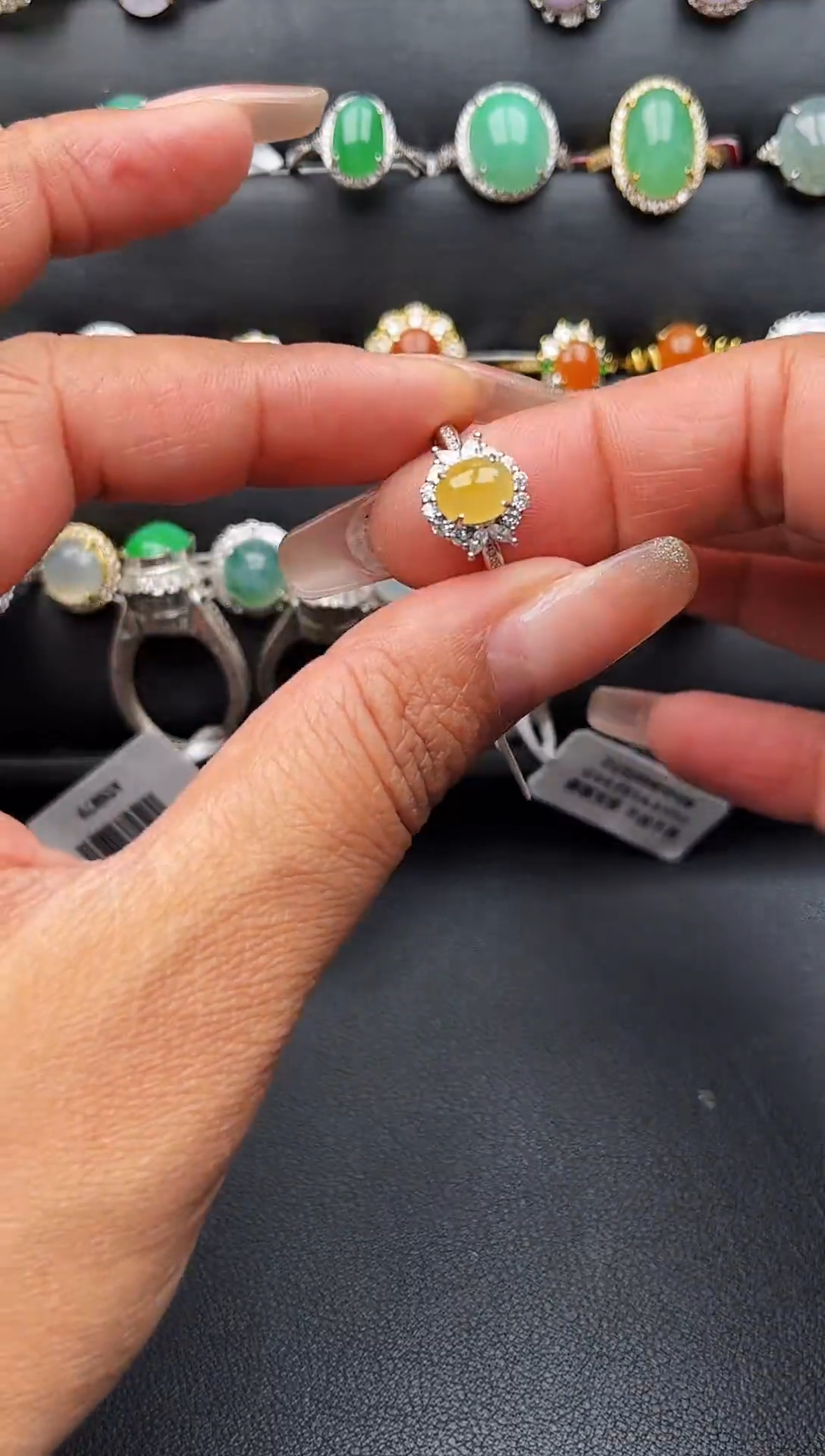 【闪购商品】翡翠戒指银S925镶嵌缅甸天然A货翡翠S925银镶嵌