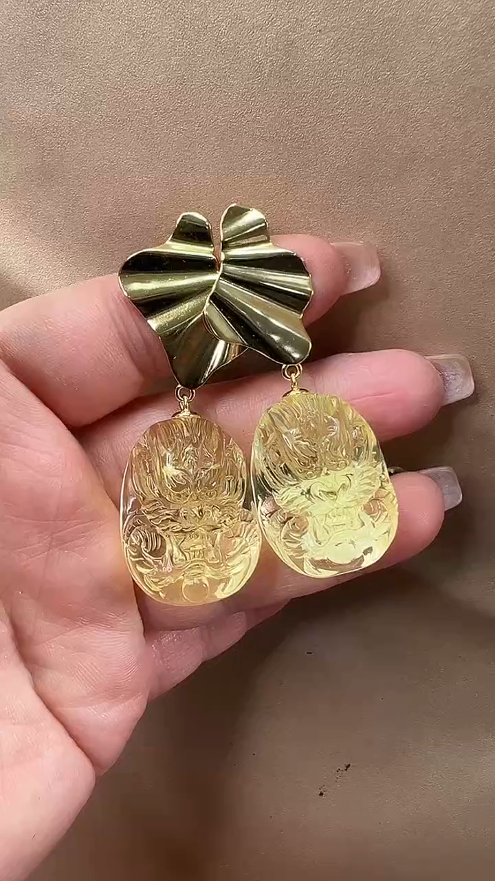 琥珀颈饰未镶嵌耳环