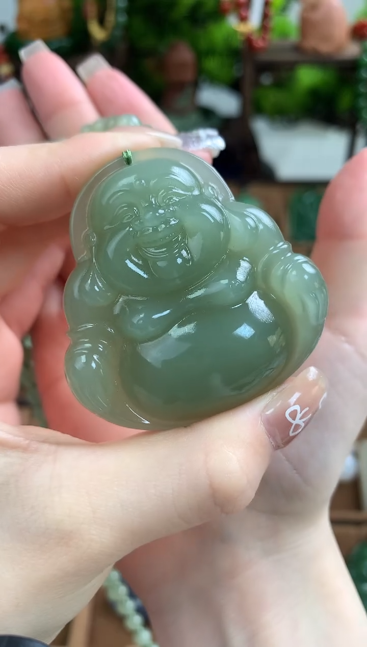 【闪购商品】和田玉颈饰18K金镶嵌吊坠50mm左右