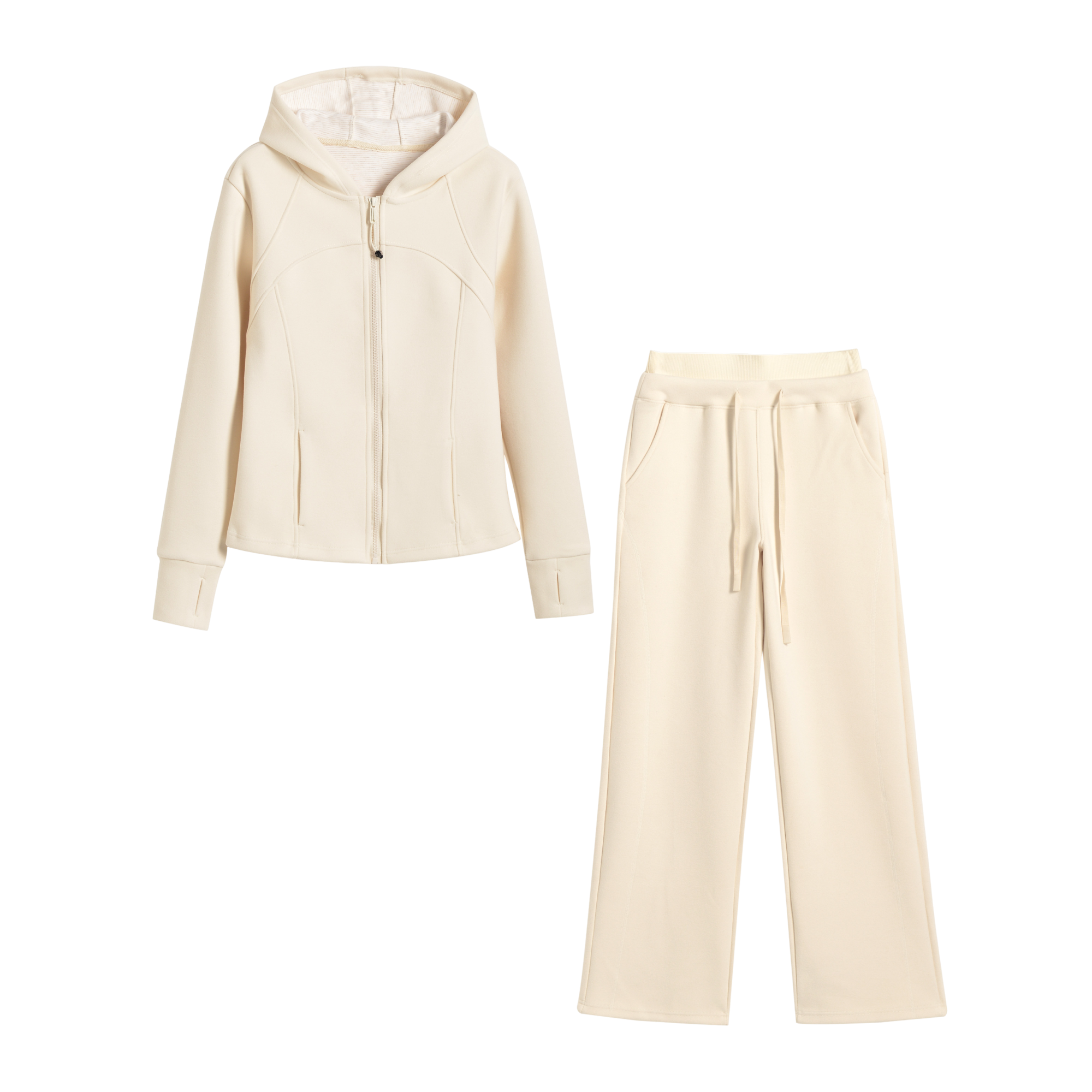 【闲暇日记】重磅1200克轻奢羊毛桑蚕丝亲肤连帽气质保暖套装FYZ