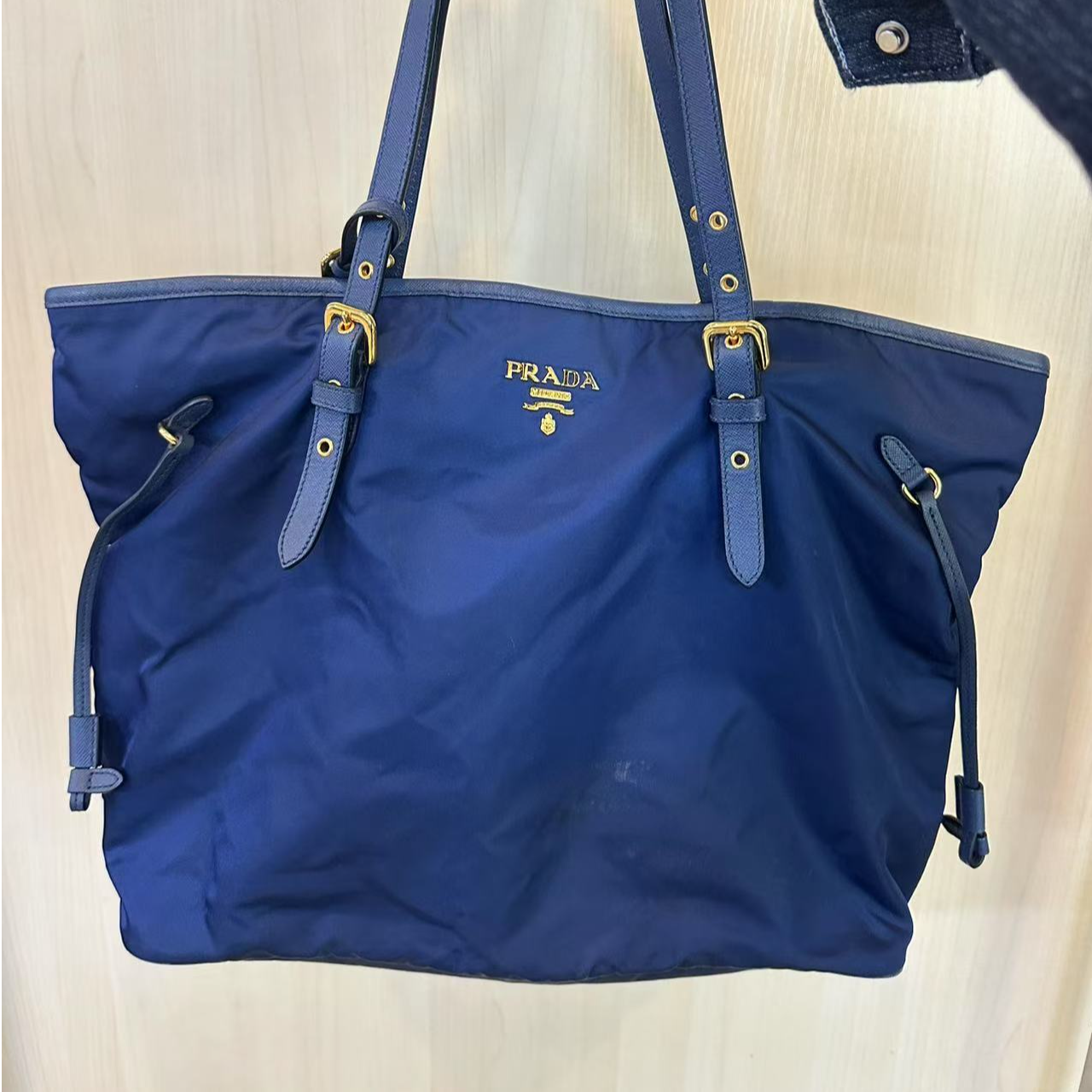 95新 Prada/普拉达 蓝色金标手提包/云海优选