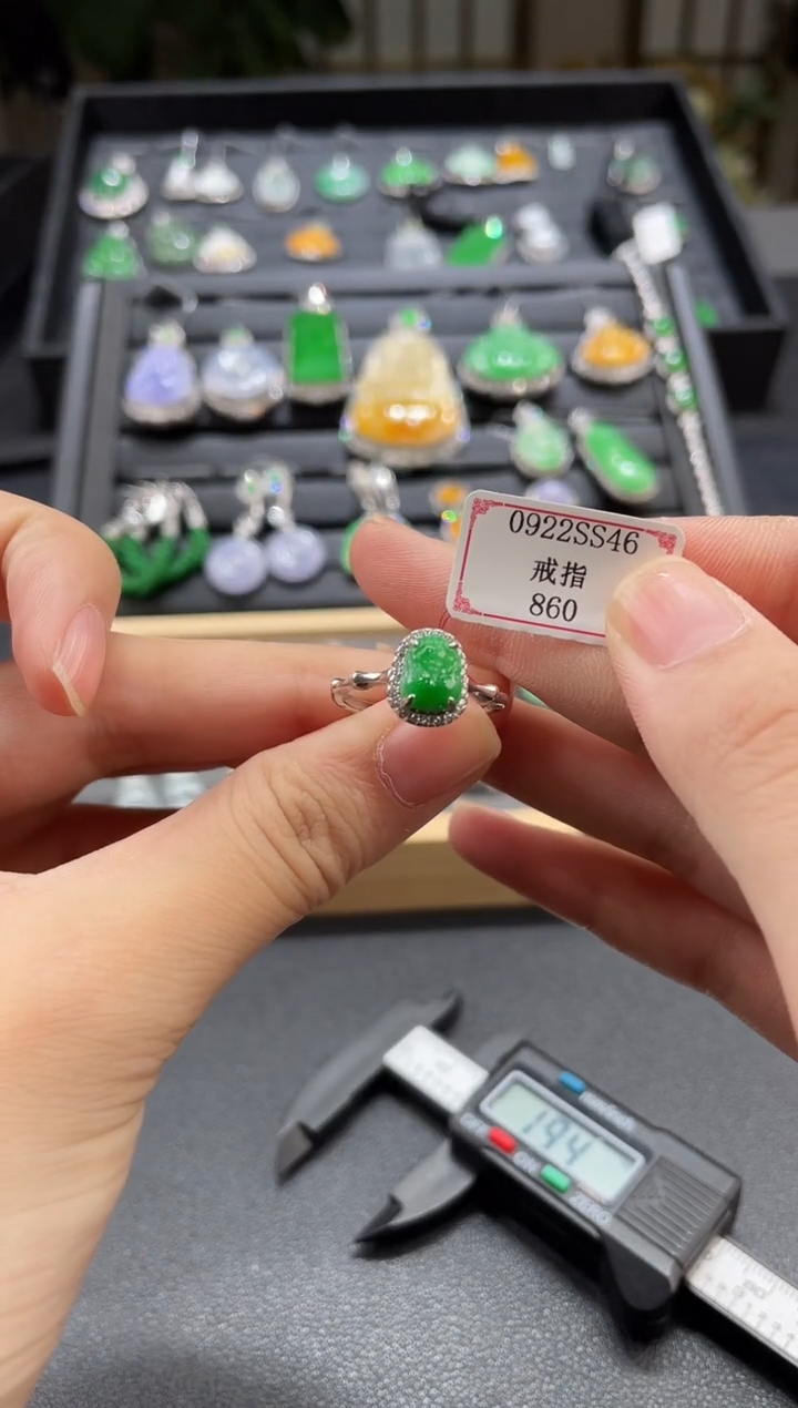 银S925镶嵌戒指翡翠0922SS46