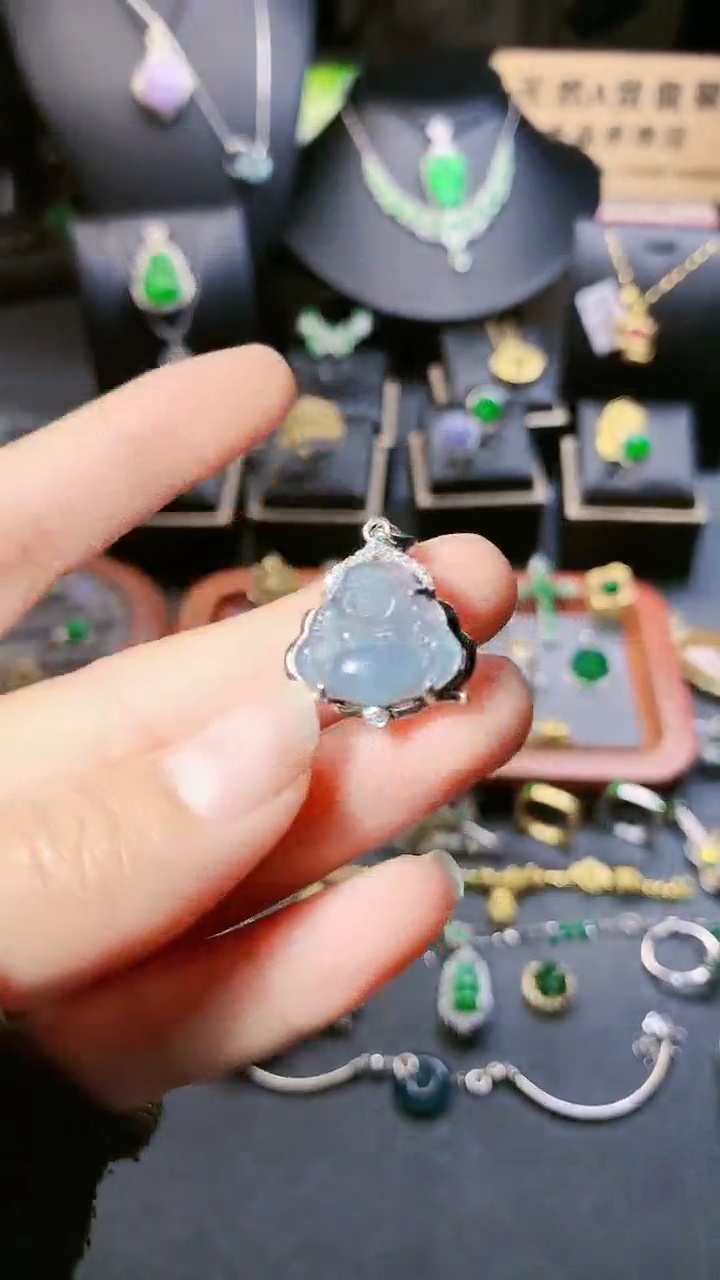 【闪购商品】翡翠耳饰银S925镶嵌吊坠