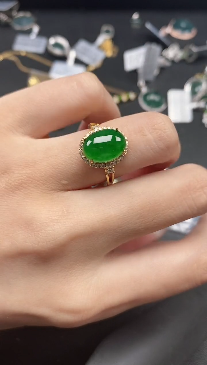 翡翠戒指银S925镶嵌51151