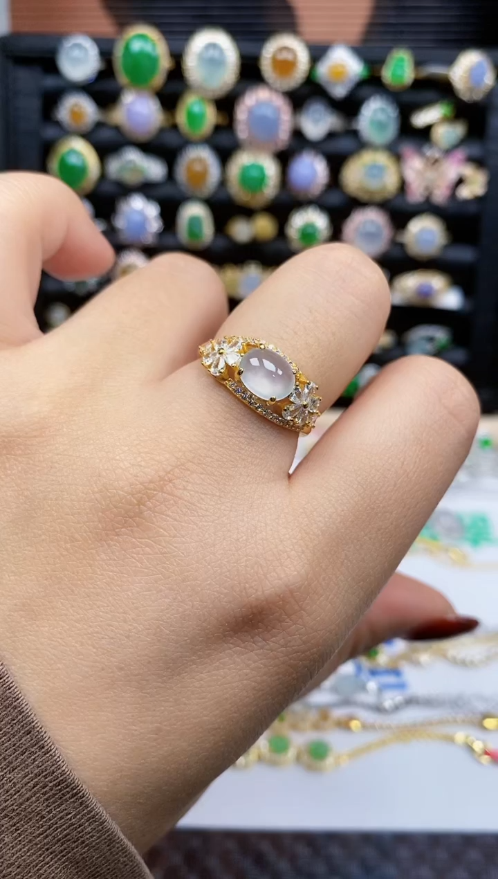 银S925镶嵌戒指翡翠352