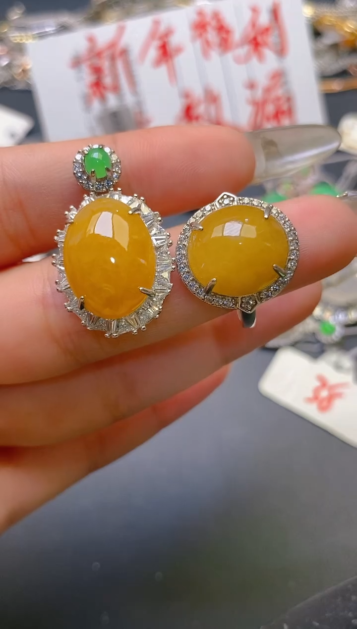 【闪购商品】翡翠耳饰银S925镶嵌天然A货翡翠1
