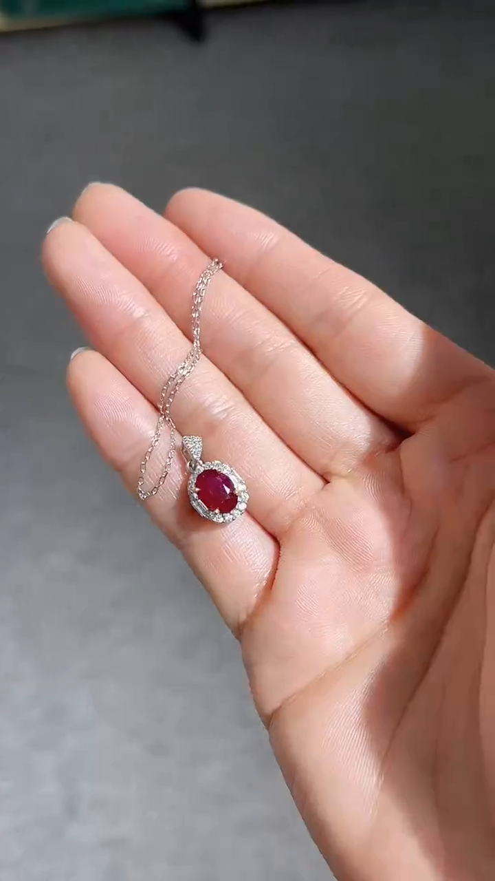 【闪购商品】红宝石颈饰银S925镶嵌成品