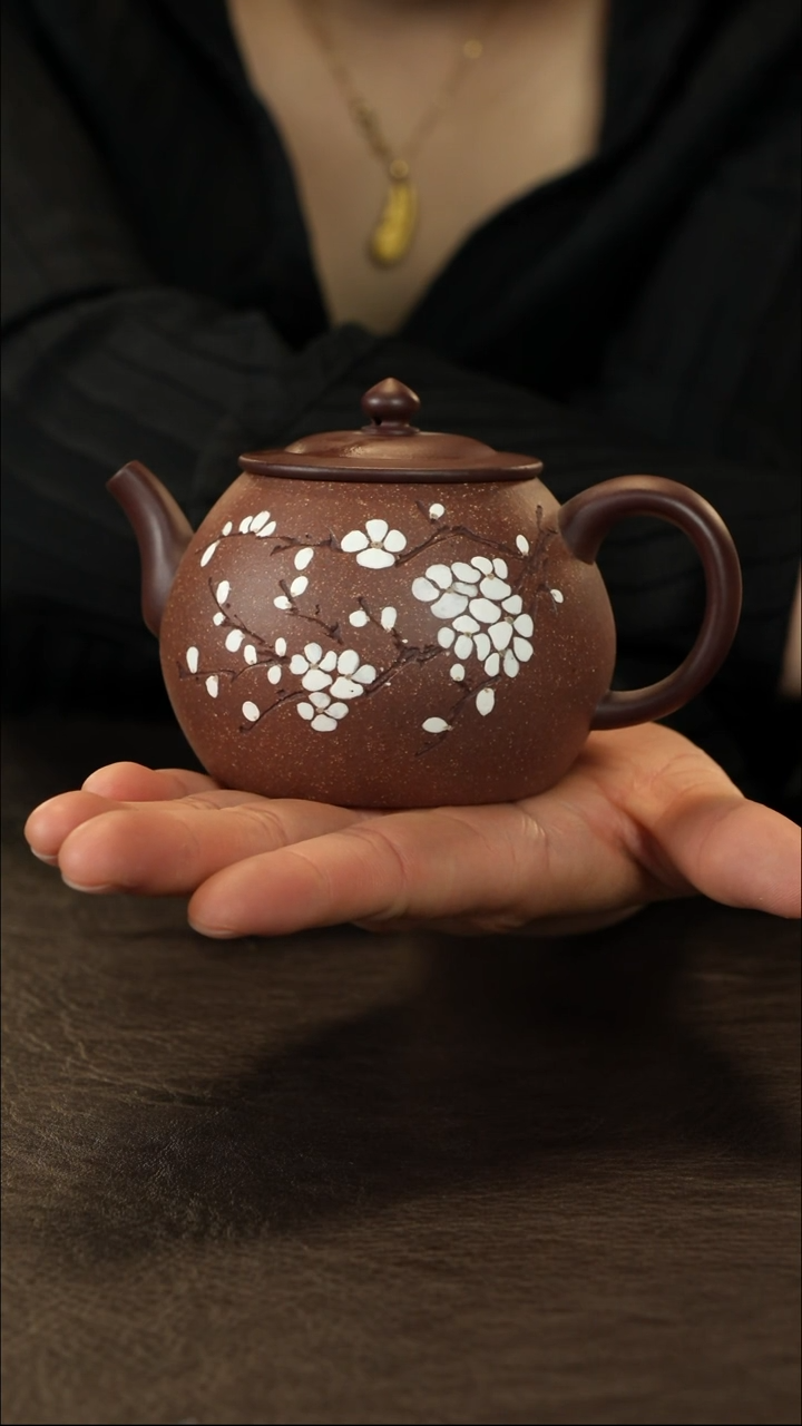 茶壶紫砂直播福利降坡粉浆泥绘新喜壶