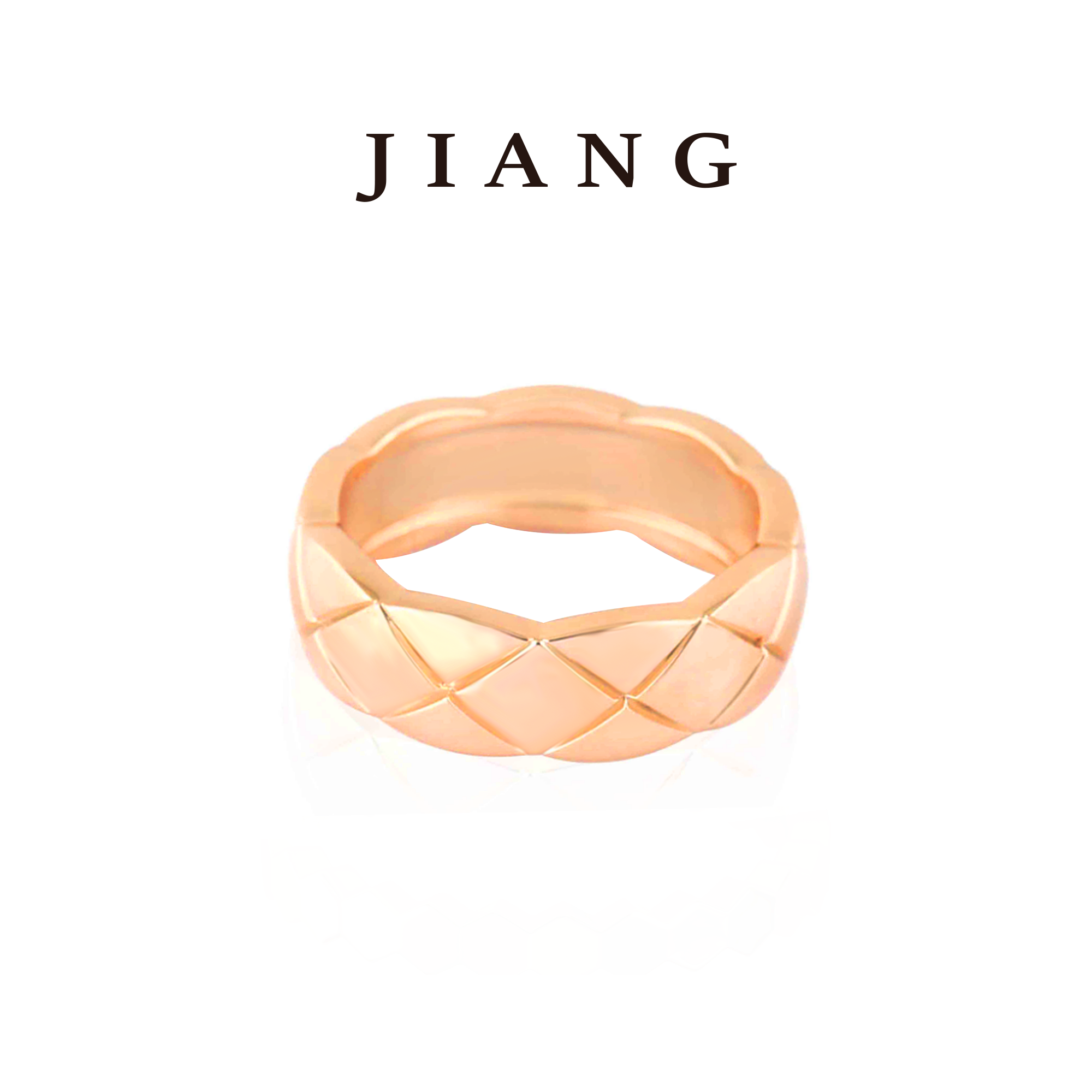 铜合金锆石戒指 CNC精工 菱格宽版 戒指 R011-07