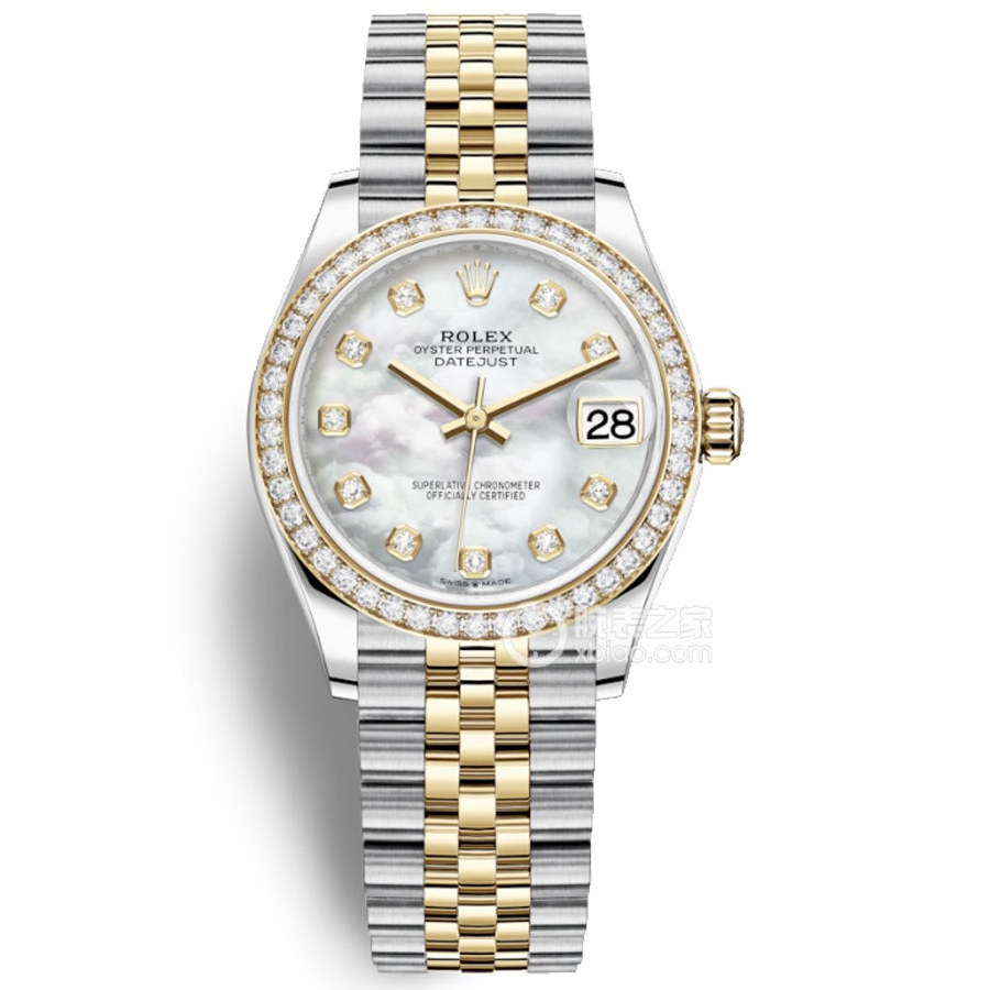 未使用 Rolex/劳力士 278383/白色贝母31表径/25年全套内外镶钻