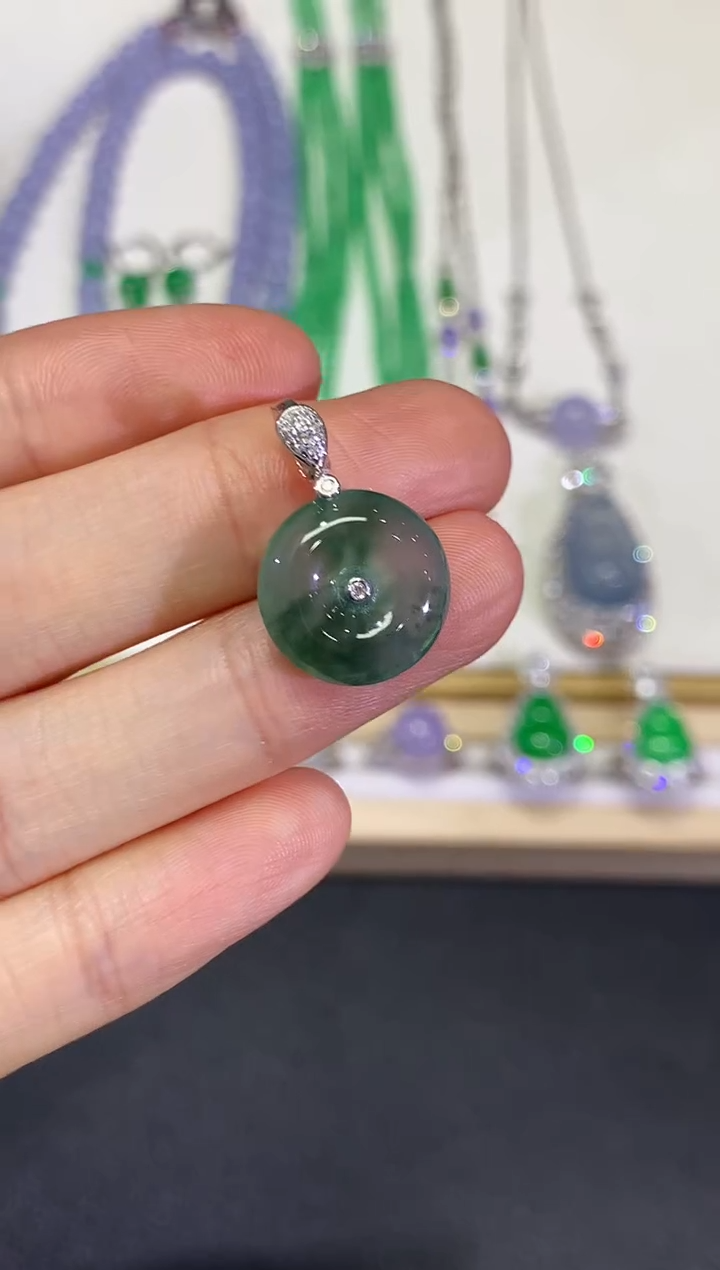 【闪购商品】翡翠颈饰18K金镶嵌团购51