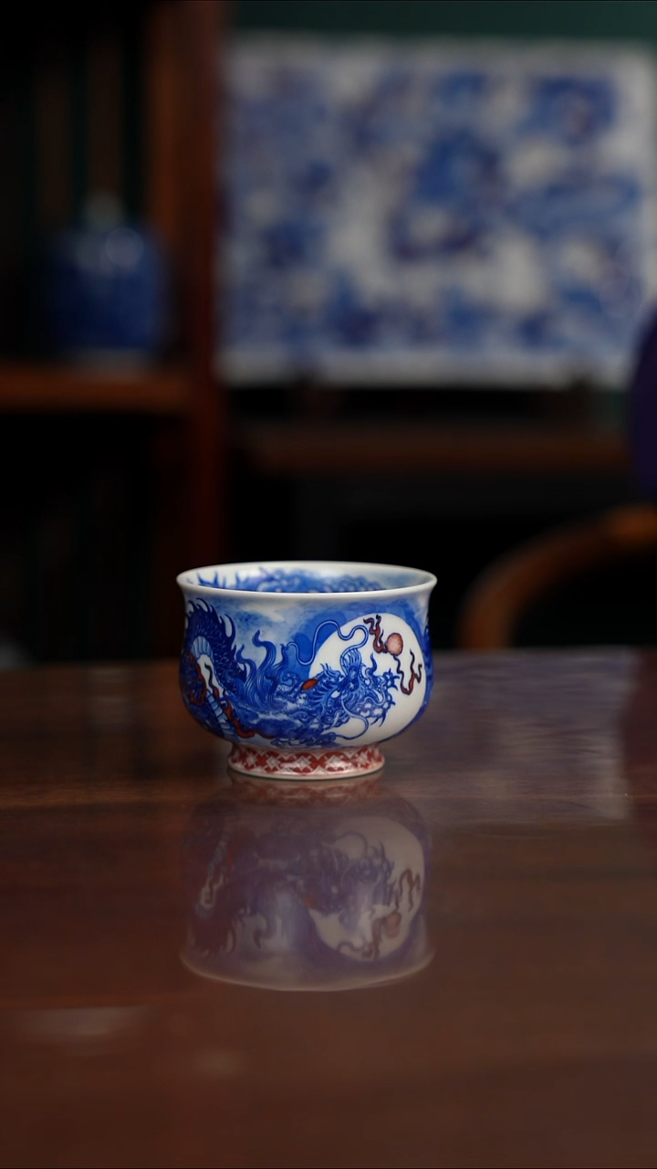 自成堂柴窑 龙凤杯
