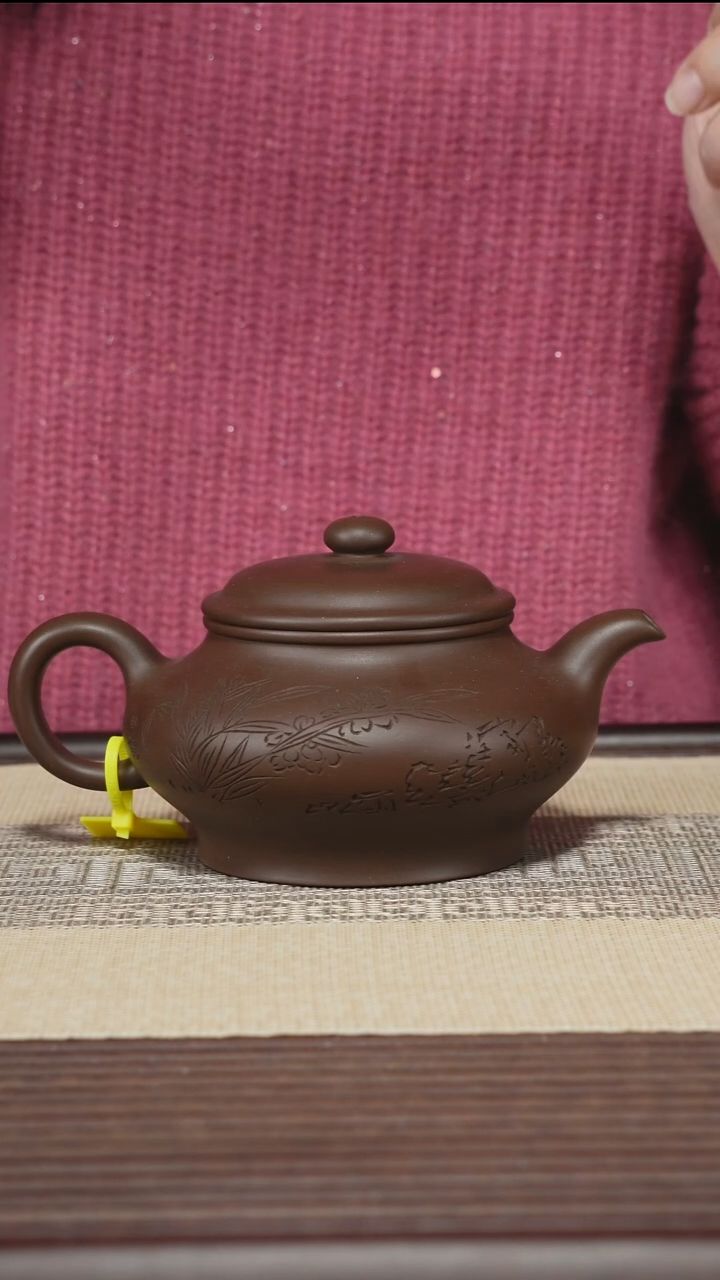 茶壶紫砂T360 老紫泥 虚扁 350cc