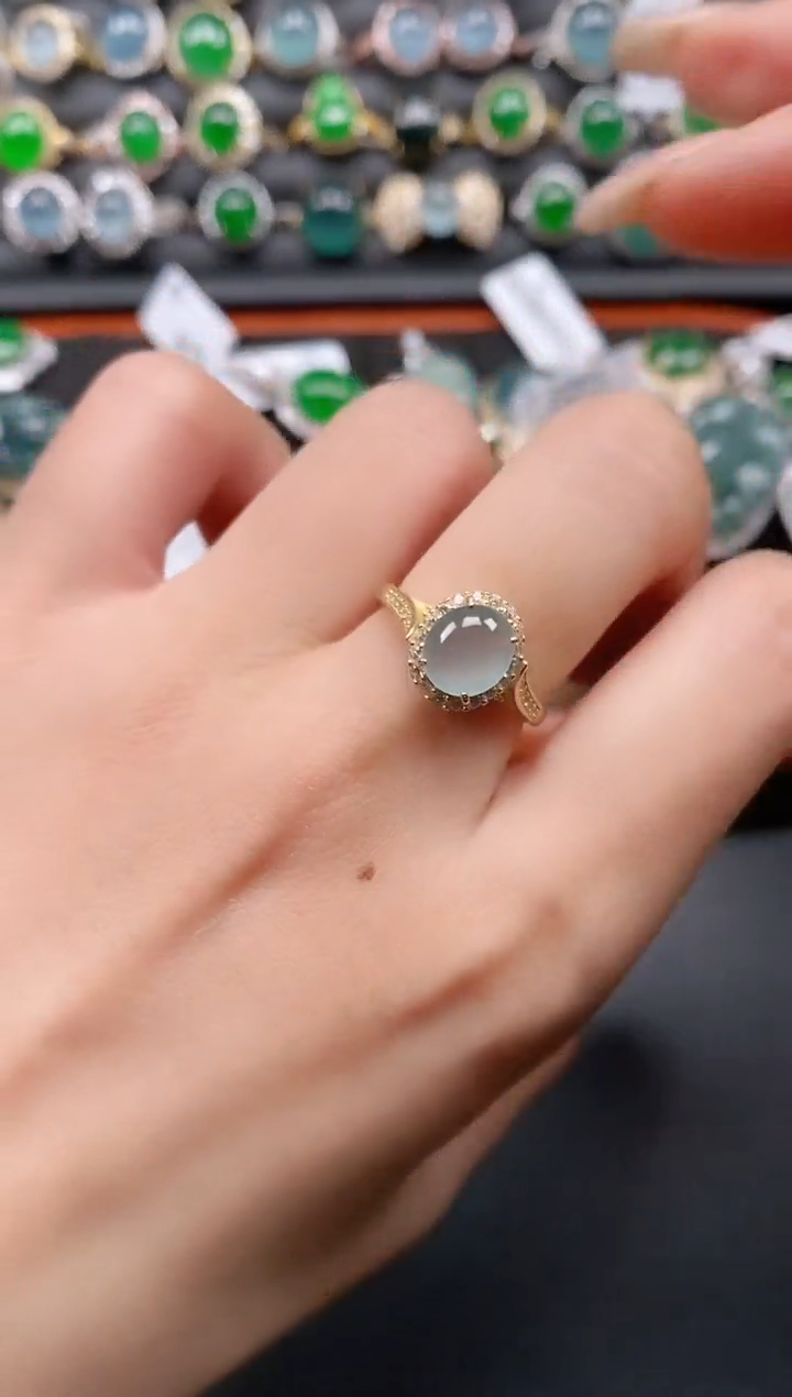 银S925镶嵌戒指翡翠11