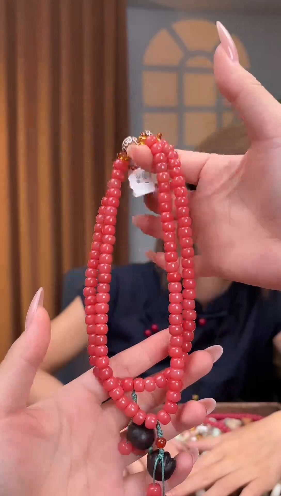 白玉菩提吊坠红玉菩提手串