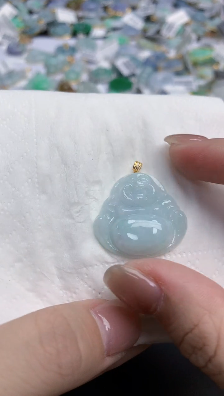 【闪购商品】翡翠颈饰18K金镶嵌天然缅甸翡翠A货