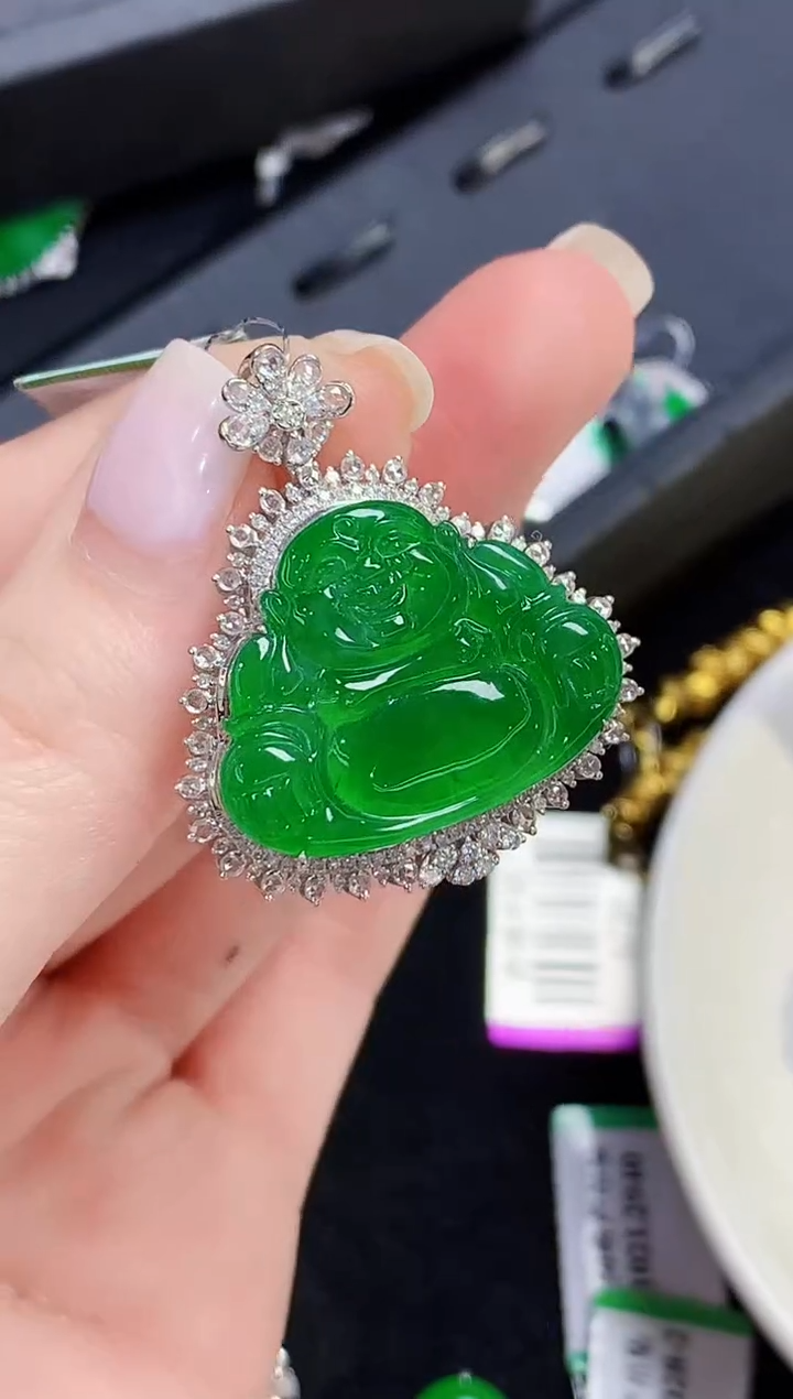 吊坠(不含链)18K金镶嵌翡翠CM