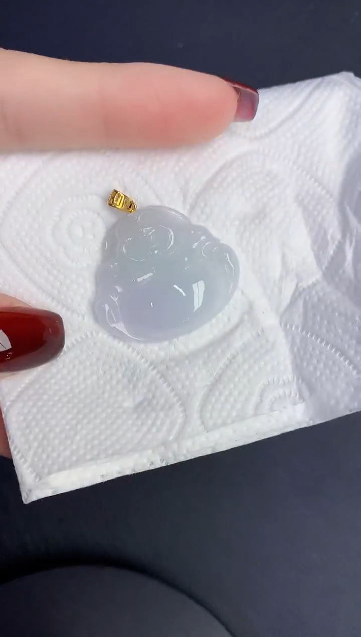 颈饰18K金镶嵌翡翠缅甸天然翡翠A货