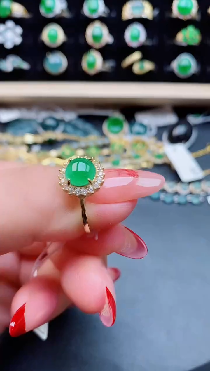 【闪购商品】翡翠戒指银S925镶嵌12121