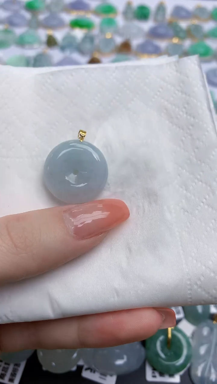 【闪购商品】翡翠颈饰18K金镶嵌天然缅甸翡翠A货