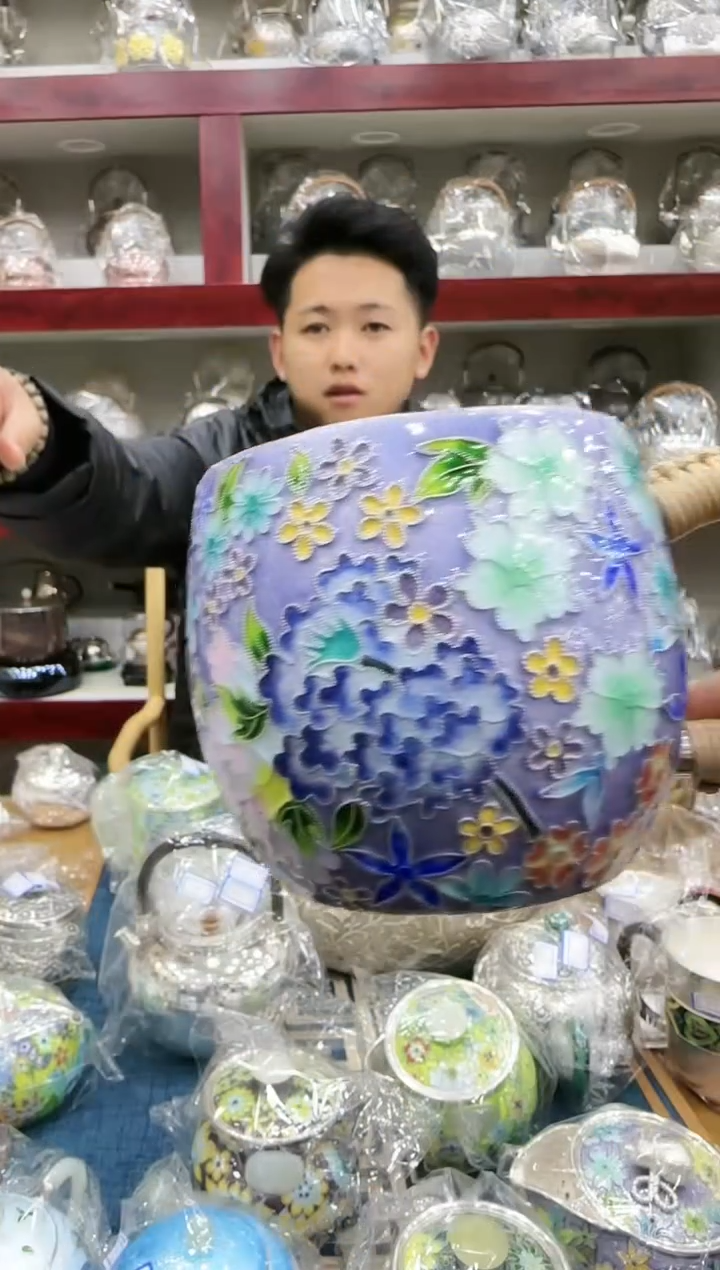 【闪购商品】足银999百花紫色七宝烧杯