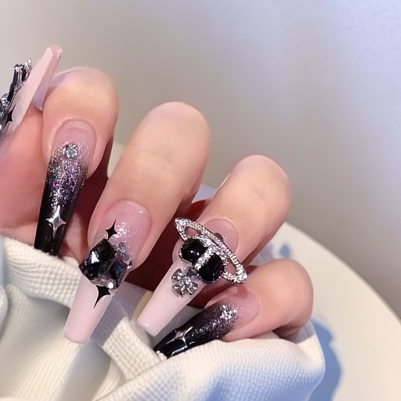 [Cherrypick-ke]纯手工穿戴甲片甜辣黑粉小兔星芒西太后美甲贴片