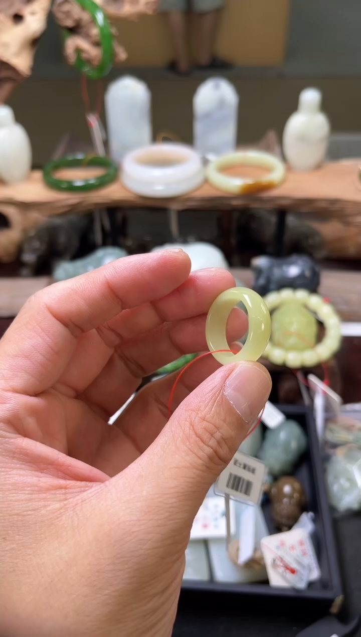 和田玉戒指未镶嵌若羌 黄玉 戒圈19+9010214