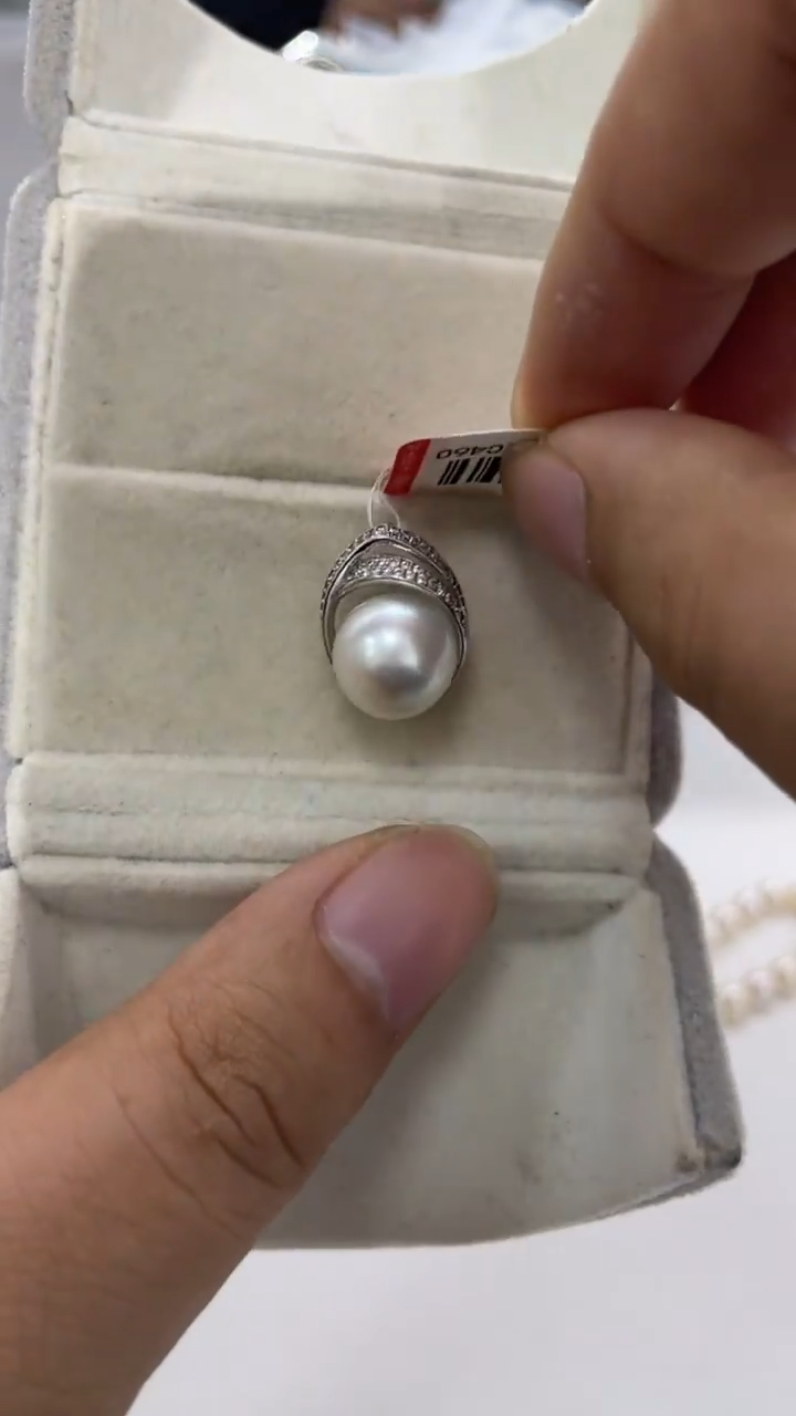 银S925镶嵌吊坠海水珍珠澳白