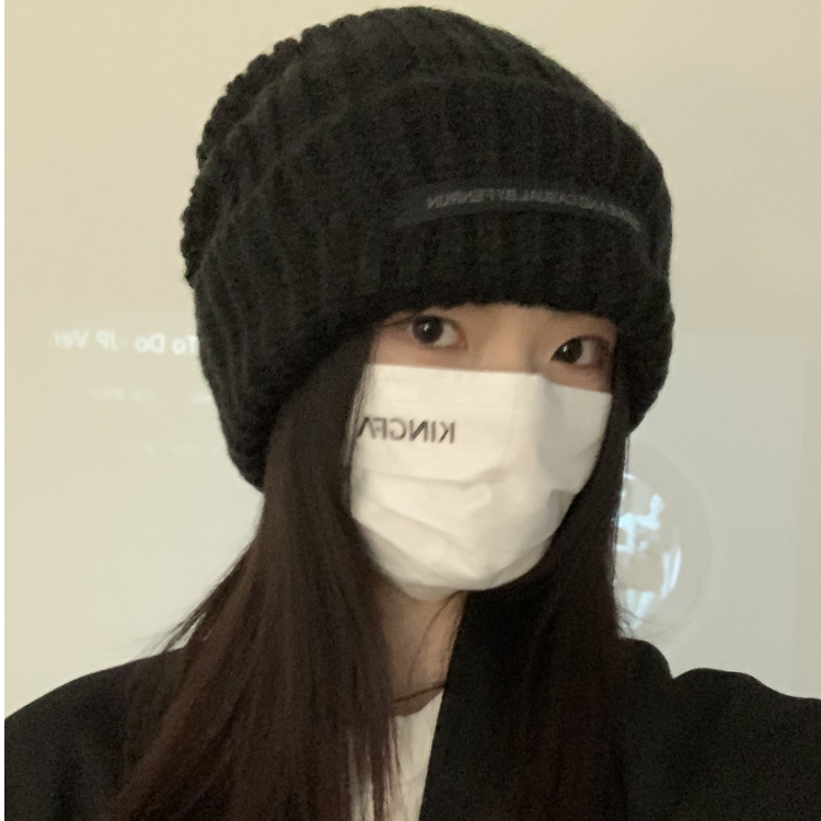 2025新款针织堆堆帽子女冬季大头围显脸小毛线帽护耳保暖包头冷帽