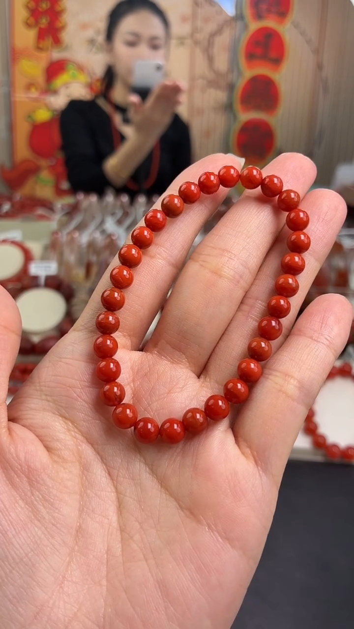 未镶嵌瓦西柿子红手串6mm南红玛瑙（一个/条）
