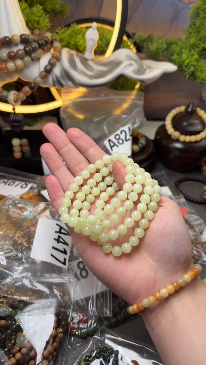 【闪购商品】和田玉手链未镶嵌A417 和田玉圆珠