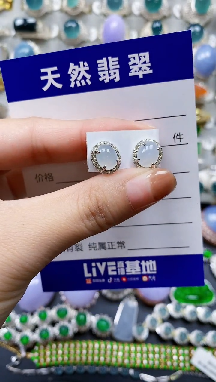【闪购商品】翡翠耳饰银S925镶嵌0155