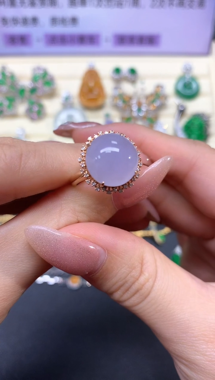 【闪购商品】翡翠戒指18K金镶嵌戒指|4980